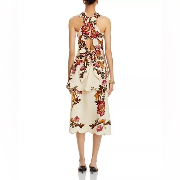 Farm Rio Linen-Blend Cut-Out Midi-Dress - Picture 5 of 8